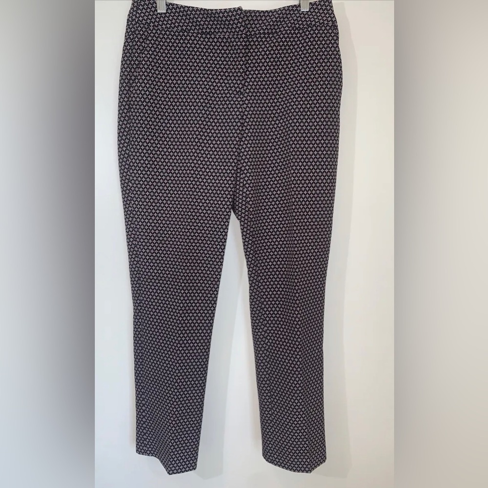 Carolina Belle Montreal Pants Womens Size 10 Print Flat Front Black Straight Leg